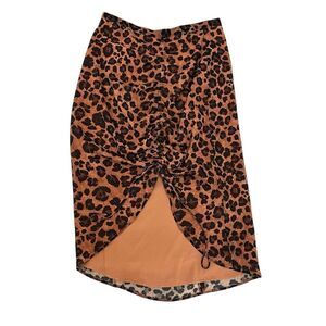 Gianni Bini Size 6 Molly Asymmetrical Leopard Skirt Animal Print Lined Midi